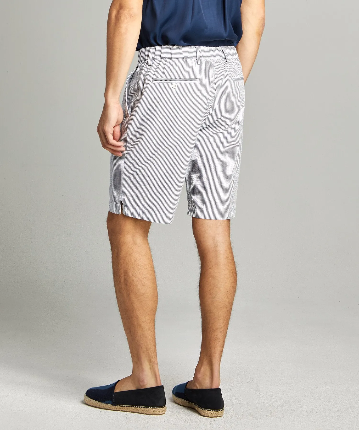 10" Seersucker Traveler Short in Blue