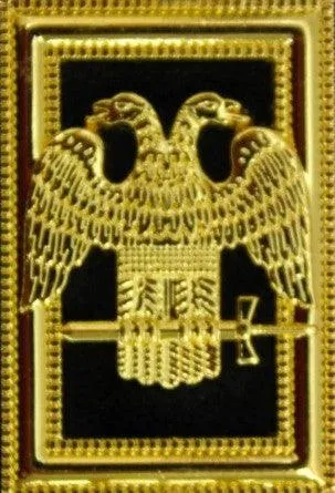32nd Degree - Scottish Rite Wings DOWN Chain Collar - Gold/Silver on Purple   Free Case
