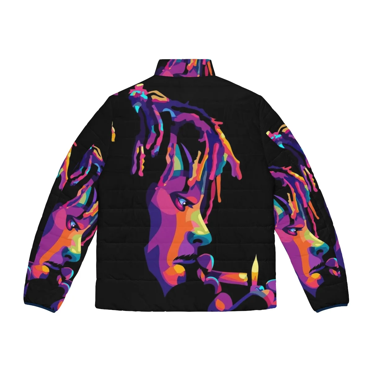 999 Legend Never Die Puffer Jacket - Colorful Music-Inspired Streetwear
