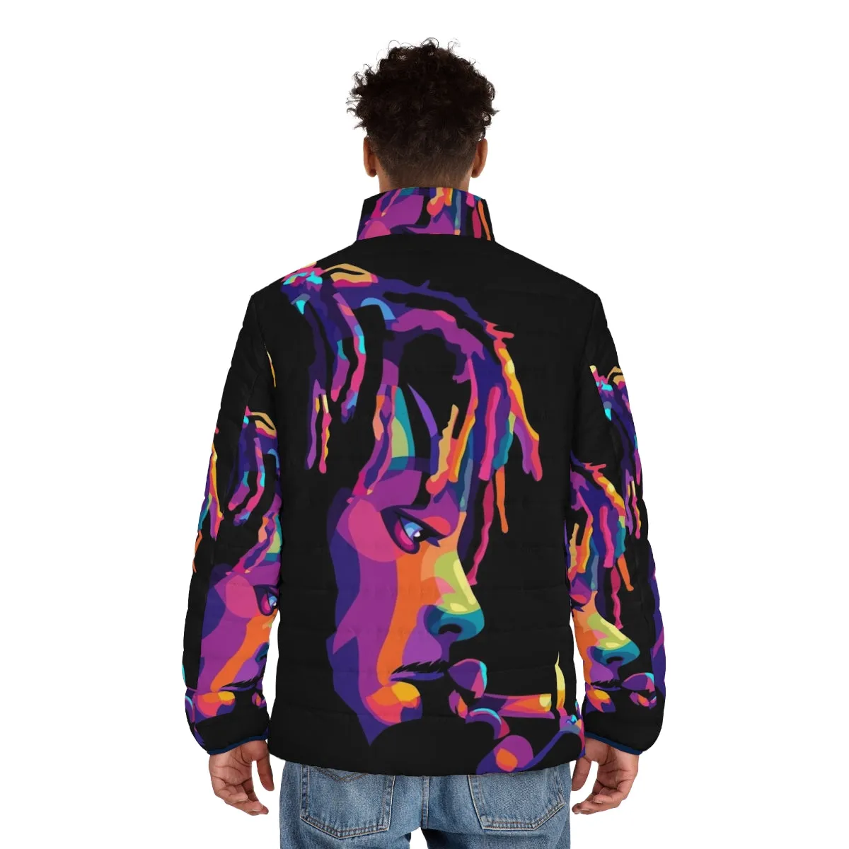 999 Legend Never Die Puffer Jacket - Colorful Music-Inspired Streetwear