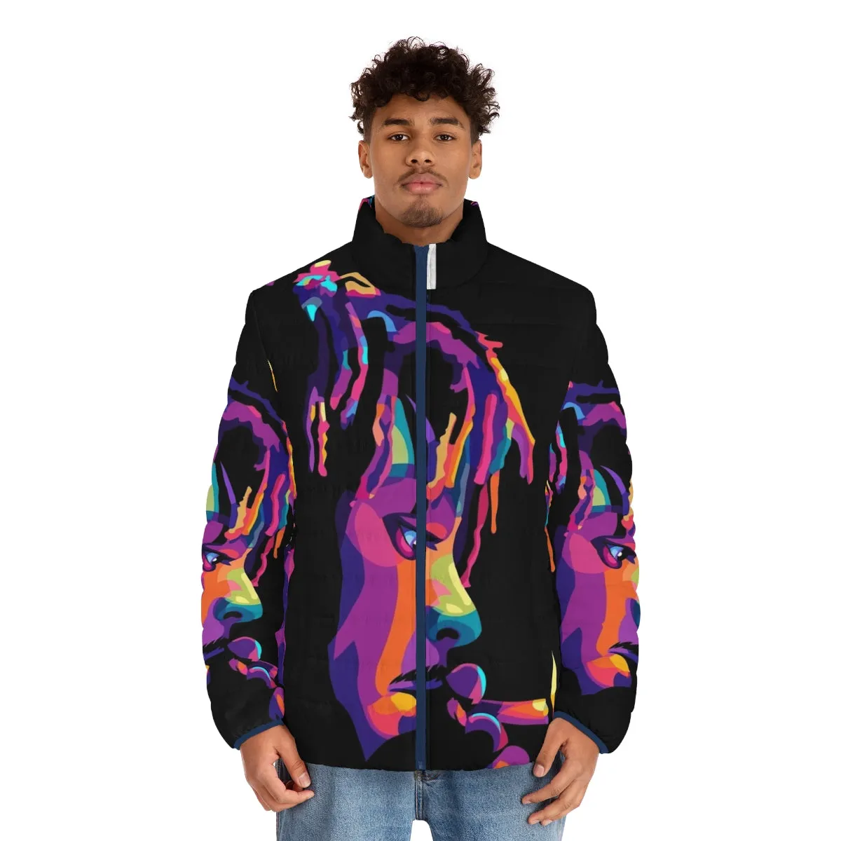 999 Legend Never Die Puffer Jacket - Colorful Music-Inspired Streetwear