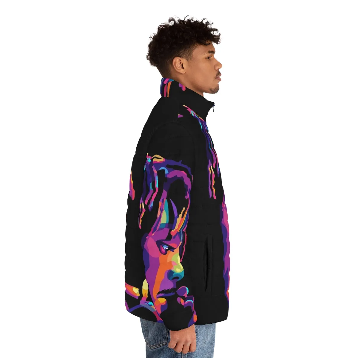 999 Legend Never Die Puffer Jacket - Colorful Music-Inspired Streetwear
