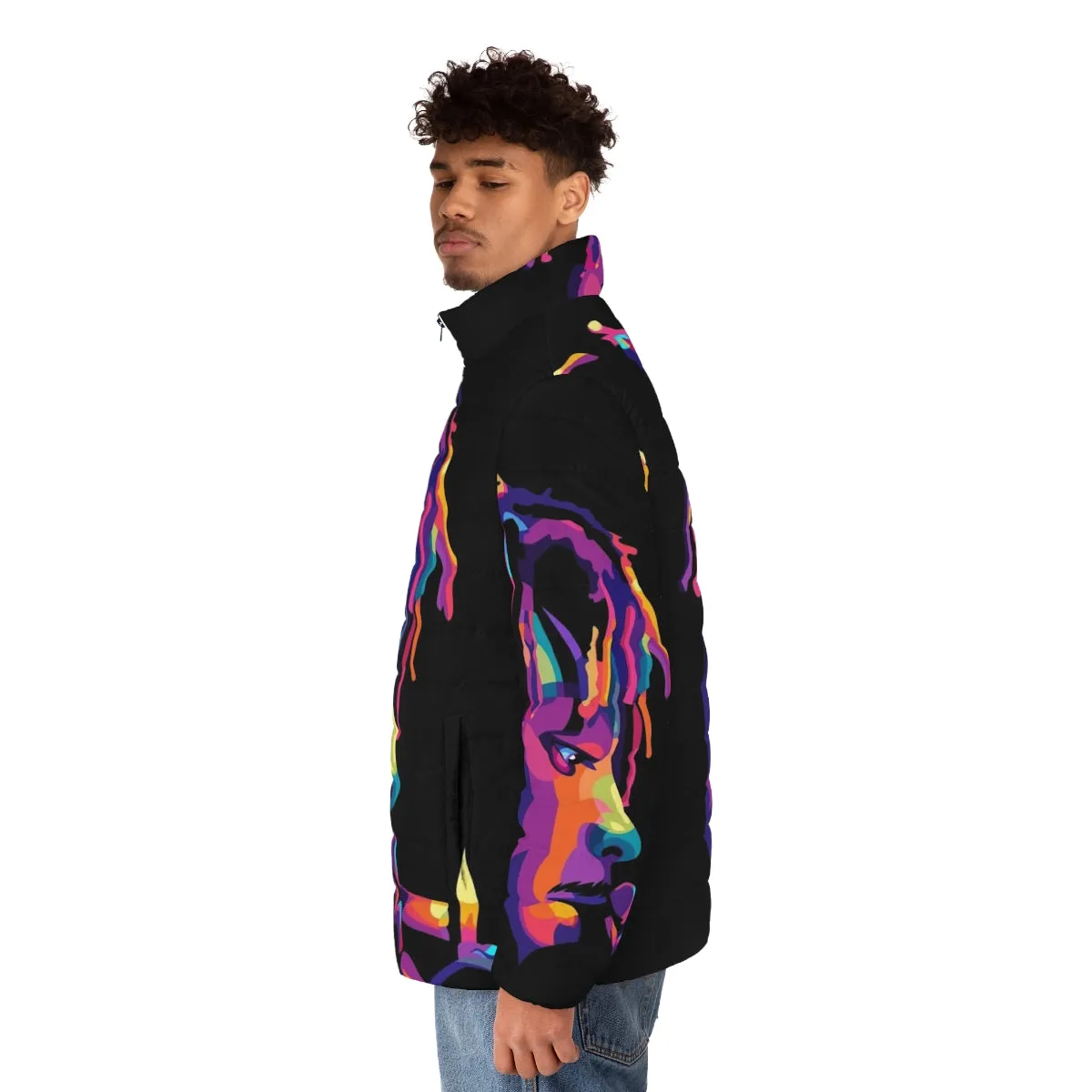 999 Legend Never Die Puffer Jacket - Colorful Music-Inspired Streetwear
