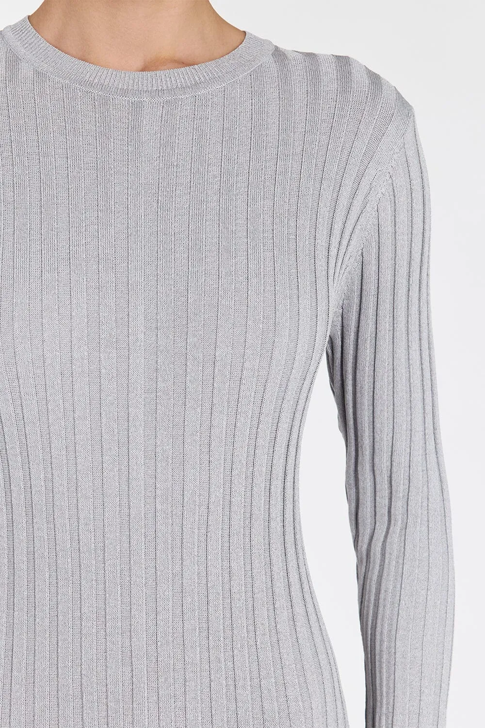 ADA SILVER LONG SLEEVE MIDI DRESS