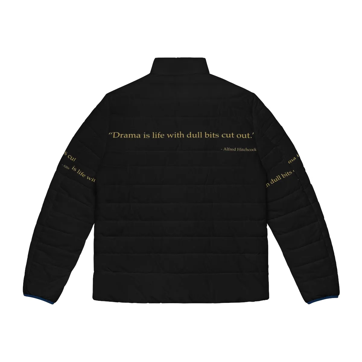 Alfred Hitchcock Quote Puffer Jacket: "It's What You Don't See" - Iconic Horror Director