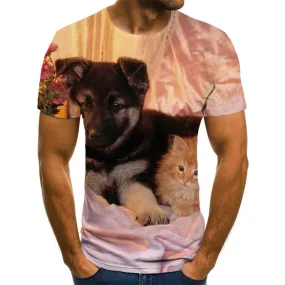 animal tshirt3D tshirt docile petscat and dog men Cool art costume
