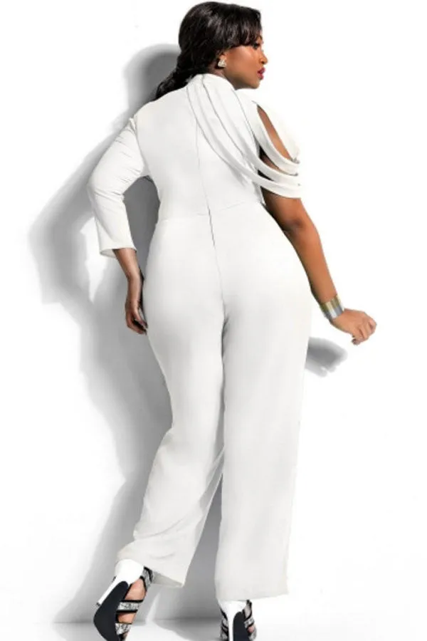 Asymmetric Sleeves High Waist Jumpsuit