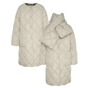Barbour Brigitte Ladies Puffer Coat & Scarf - French Oak/Sky Dress Tartan