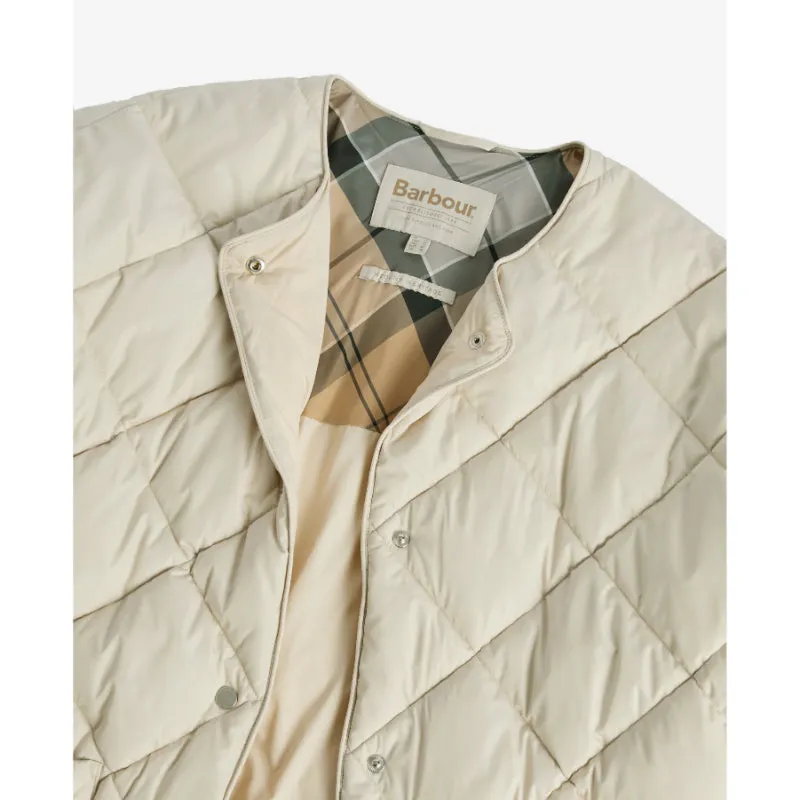 Barbour Brigitte Ladies Puffer Coat & Scarf - French Oak/Sky Dress Tartan