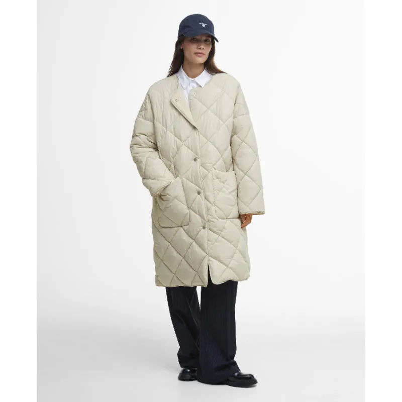 Barbour Brigitte Ladies Puffer Coat & Scarf - French Oak/Sky Dress Tartan
