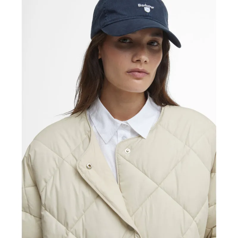 Barbour Brigitte Ladies Puffer Coat & Scarf - French Oak/Sky Dress Tartan