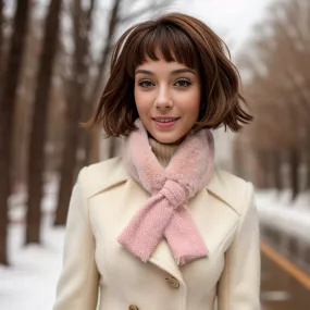 Bela Bela - Faux Fur Collar/Scarf with Mottled Tie - Pink
