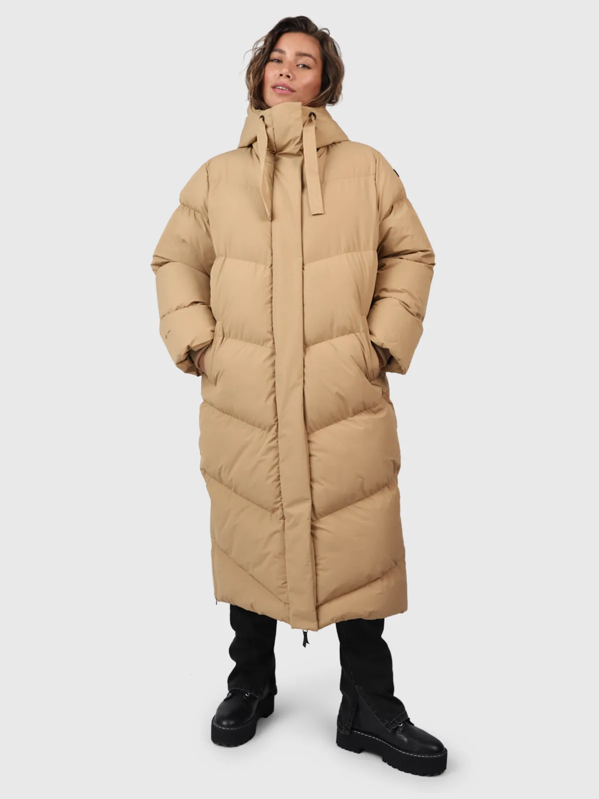 Bigsury Women Long Puffer Coat | Desert