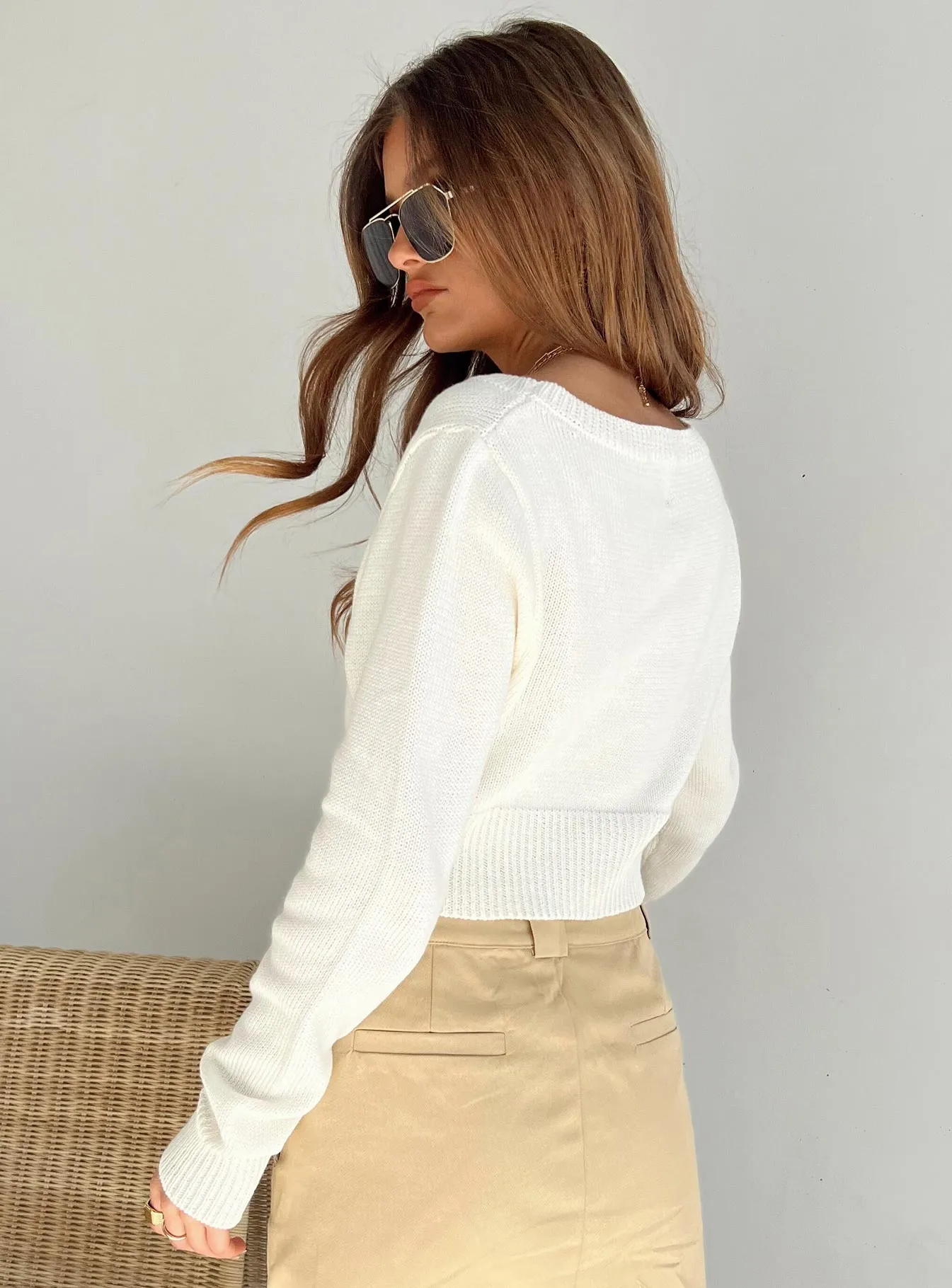 Britta Cropped Sweater White