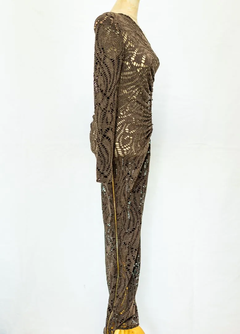 Bronx and Banco Brown Eyelit Maxi dress