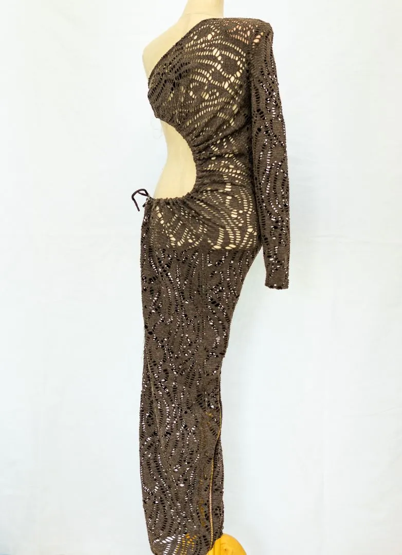 Bronx and Banco Brown Eyelit Maxi dress