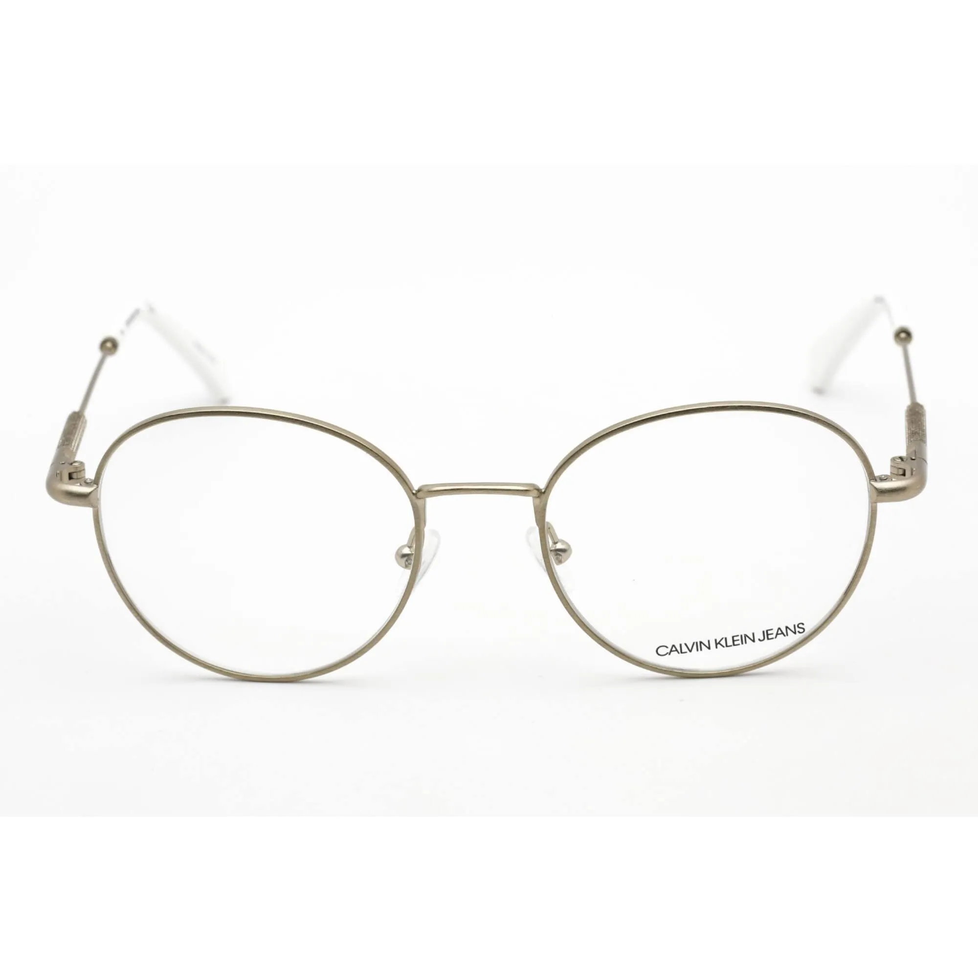 Calvin Klein Jeans Unisex Eyeglasses - Brushed Gold Metal Round Frame | CKJ157AF 702