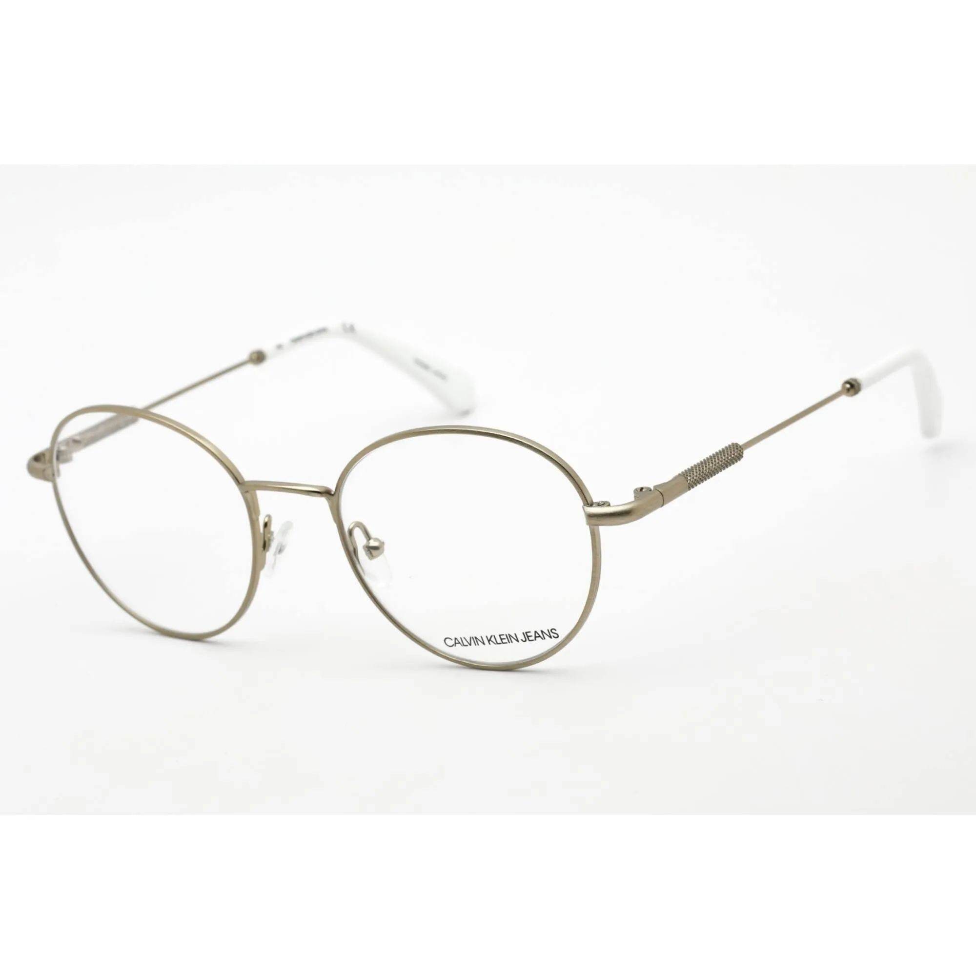 Calvin Klein Jeans Unisex Eyeglasses - Brushed Gold Metal Round Frame | CKJ157AF 702