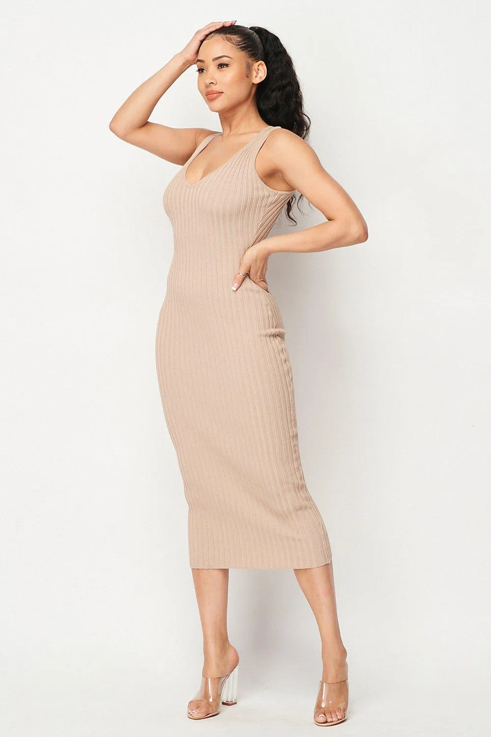 Carmen Ribbed Knit Midi Dress