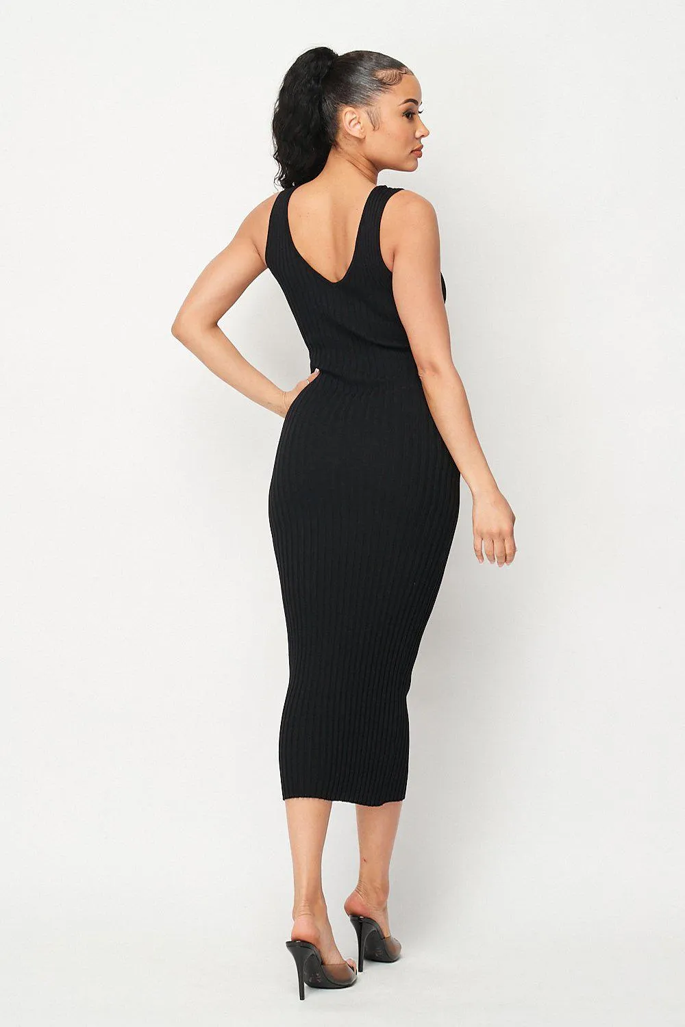 Carmen Ribbed Knit Midi Dress
