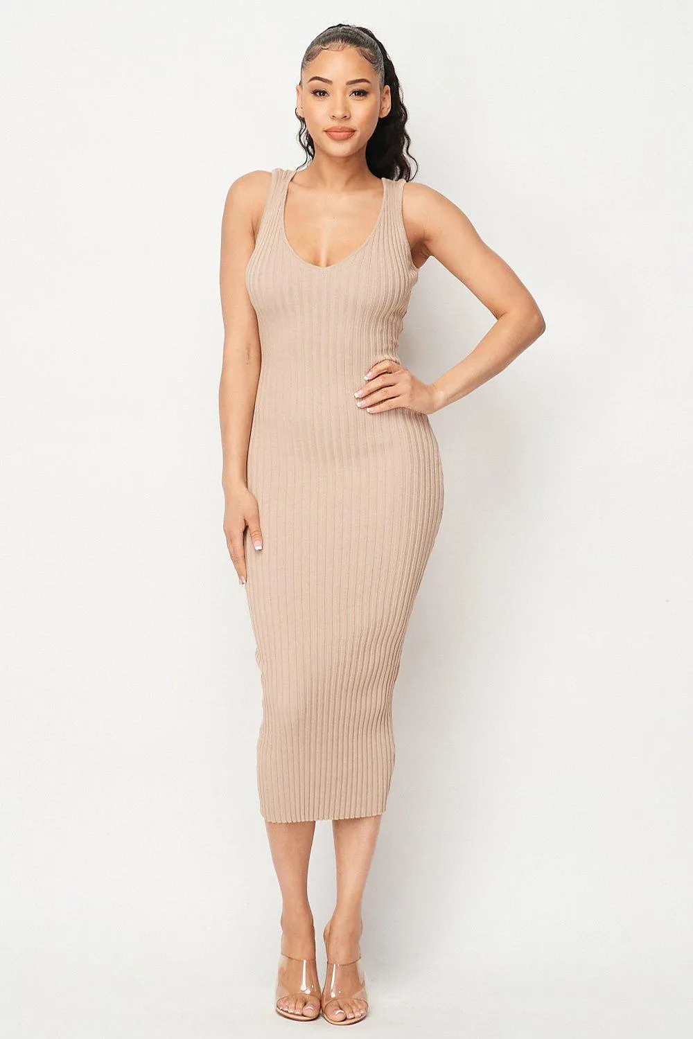 Carmen Ribbed Knit Midi Dress