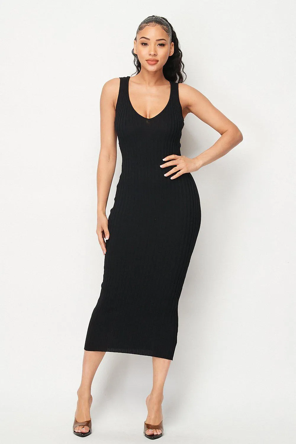 Carmen Ribbed Knit Midi Dress