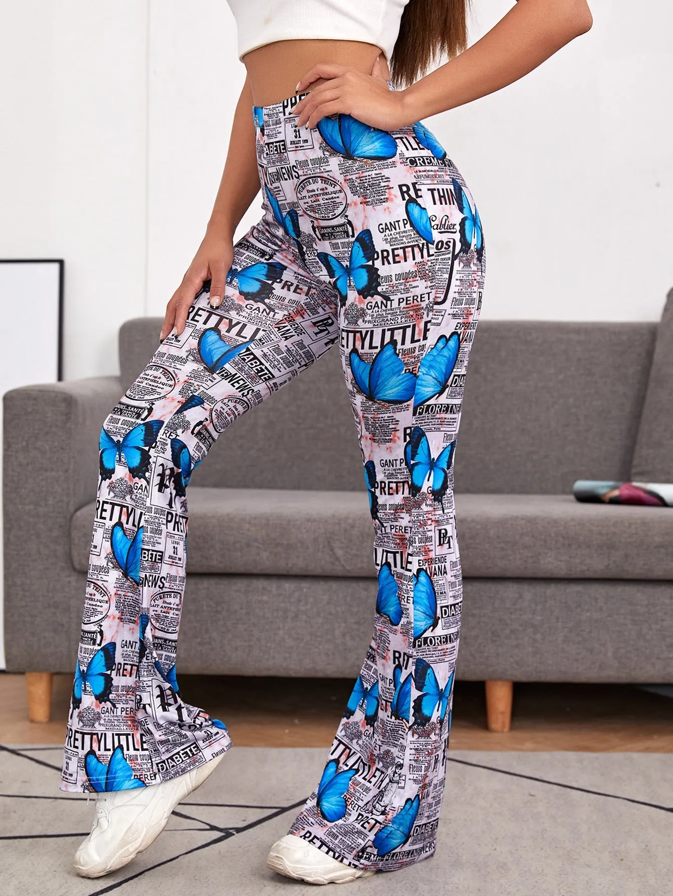 Casual Slogan High Waist Long Women Pants