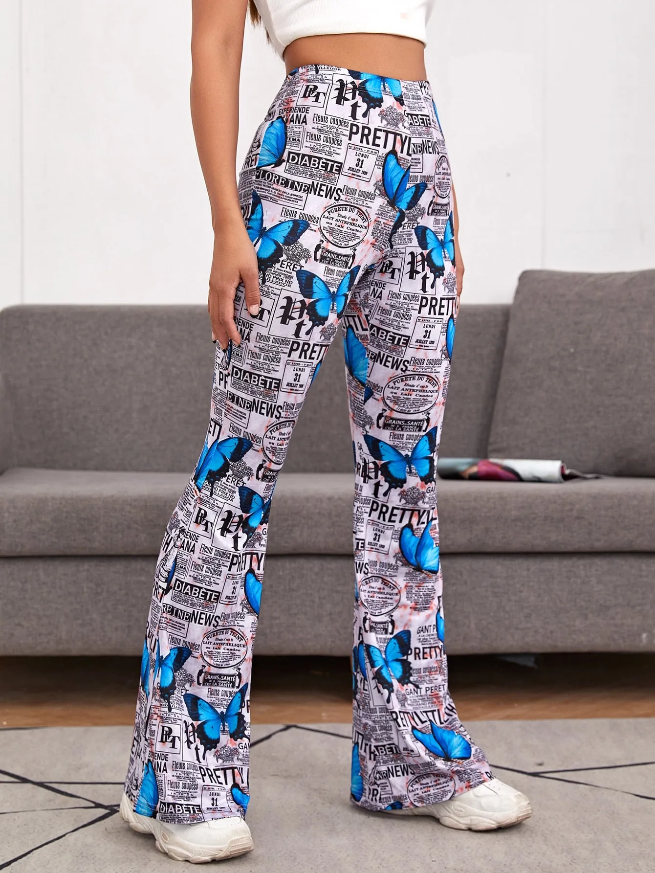 Casual Slogan High Waist Long Women Pants