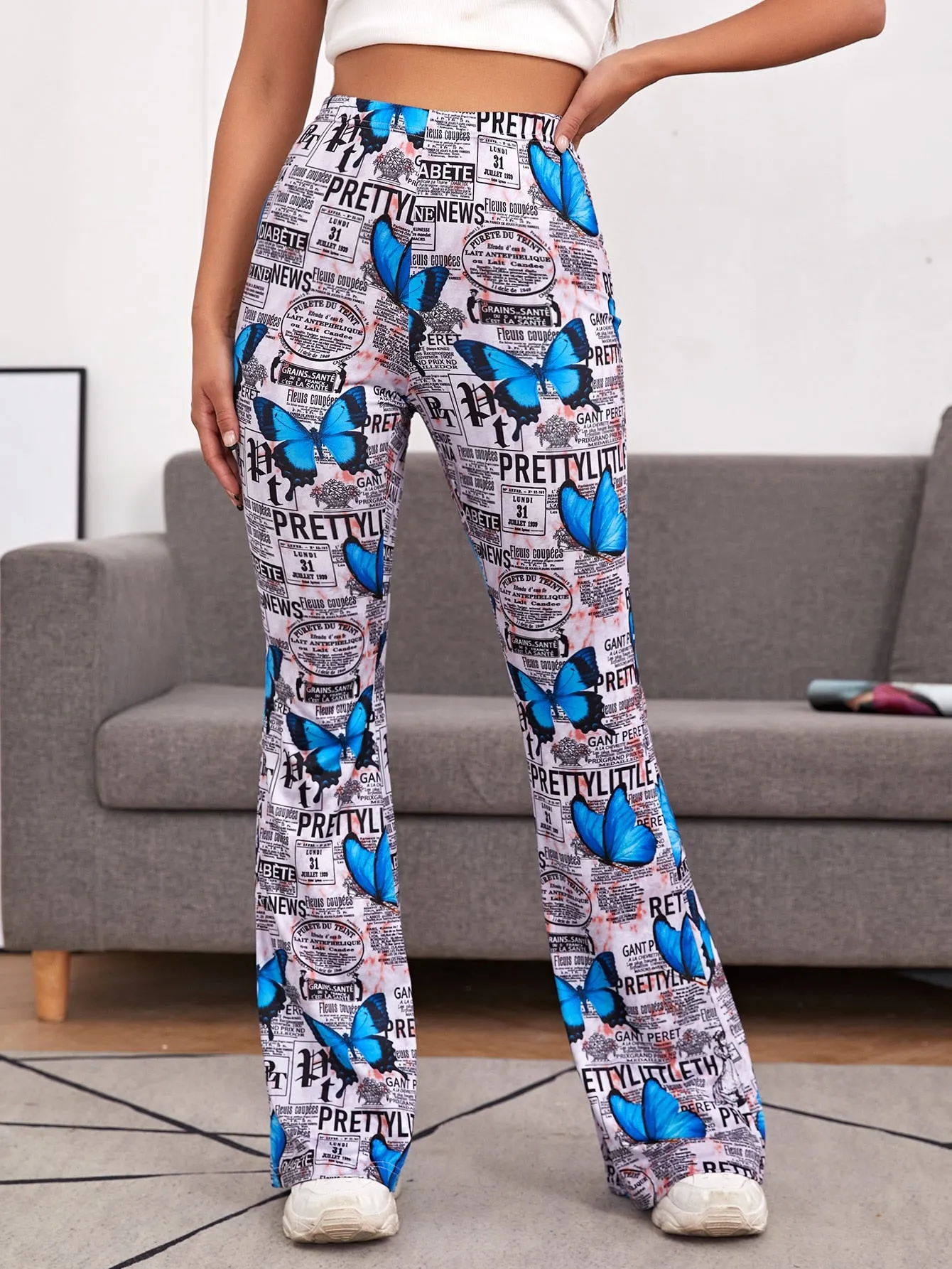 Casual Slogan High Waist Long Women Pants