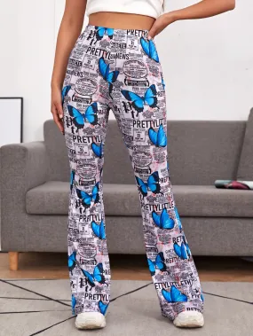 Casual Slogan High Waist Long Women Pants