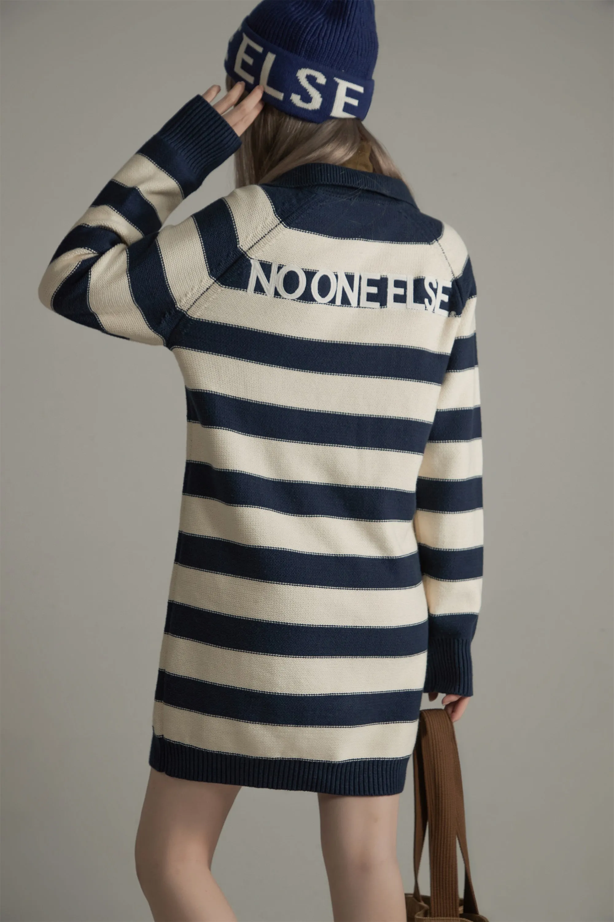 Color Stripe Polo Knit Dress