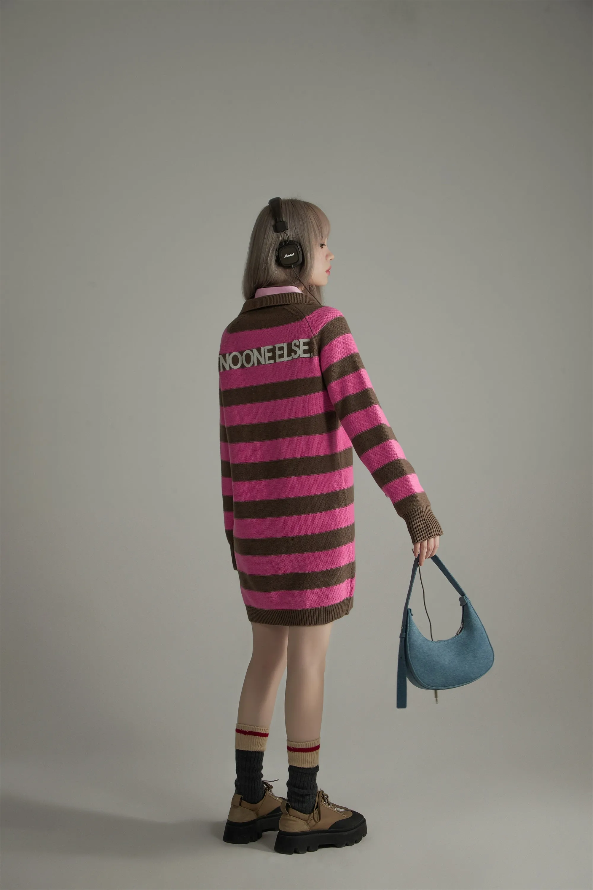 Color Stripe Polo Knit Dress