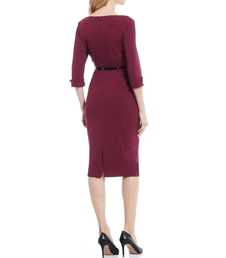 Donna Morgan 3/4 Sleeve Stretch Crepe Bodycon Sheath