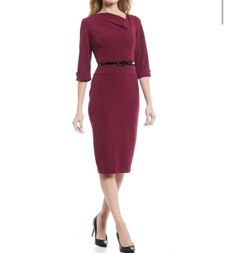 Donna Morgan 3/4 Sleeve Stretch Crepe Bodycon Sheath