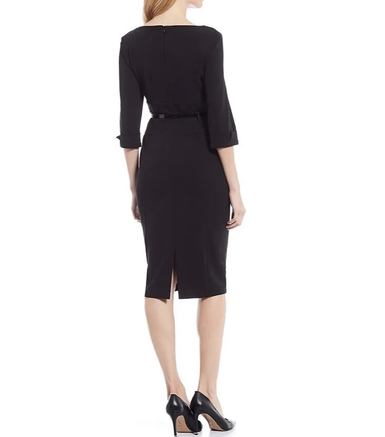Donna Morgan 3/4 Sleeve Stretch Crepe Bodycon Sheath