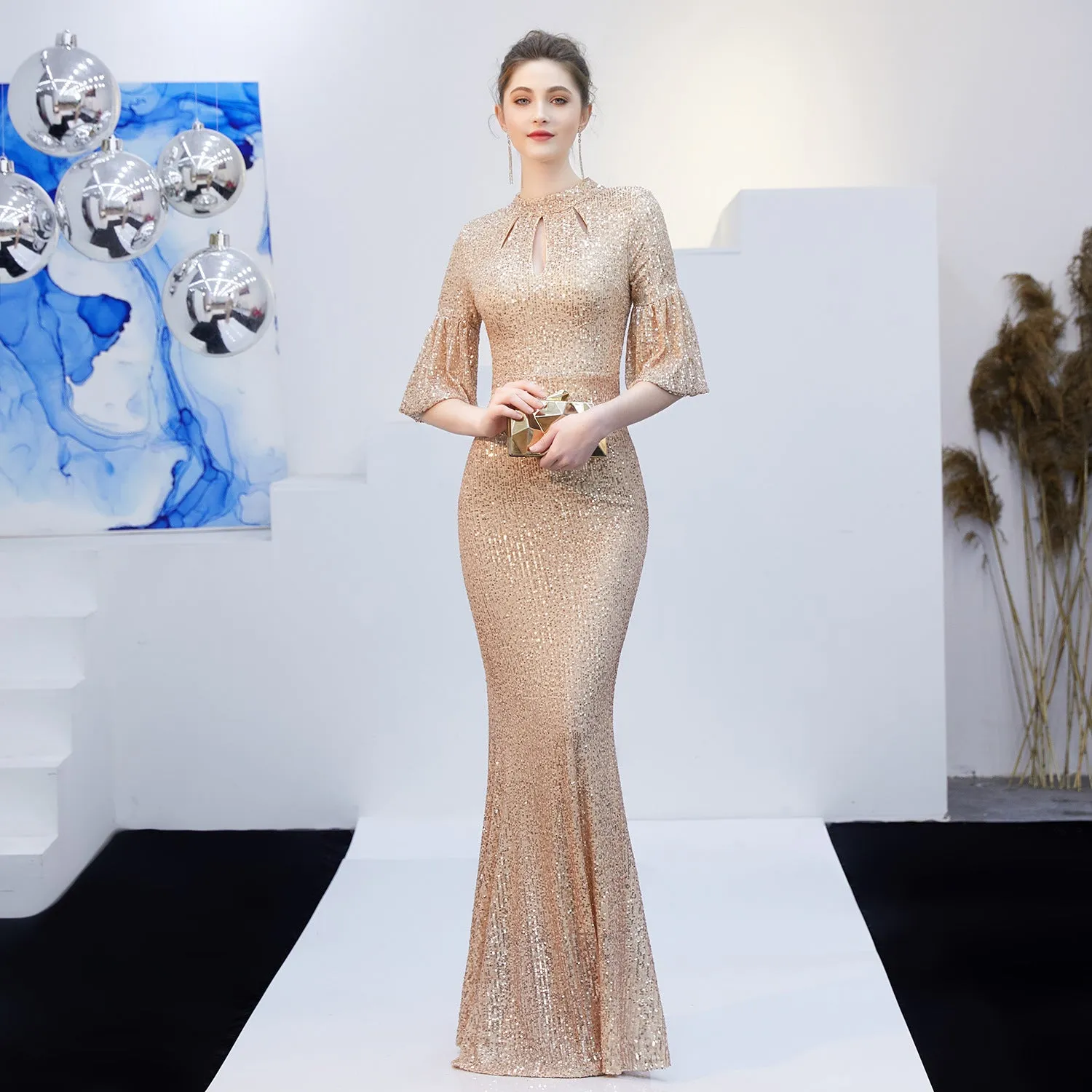 Elegant Sequin Bodycon Evening Dress