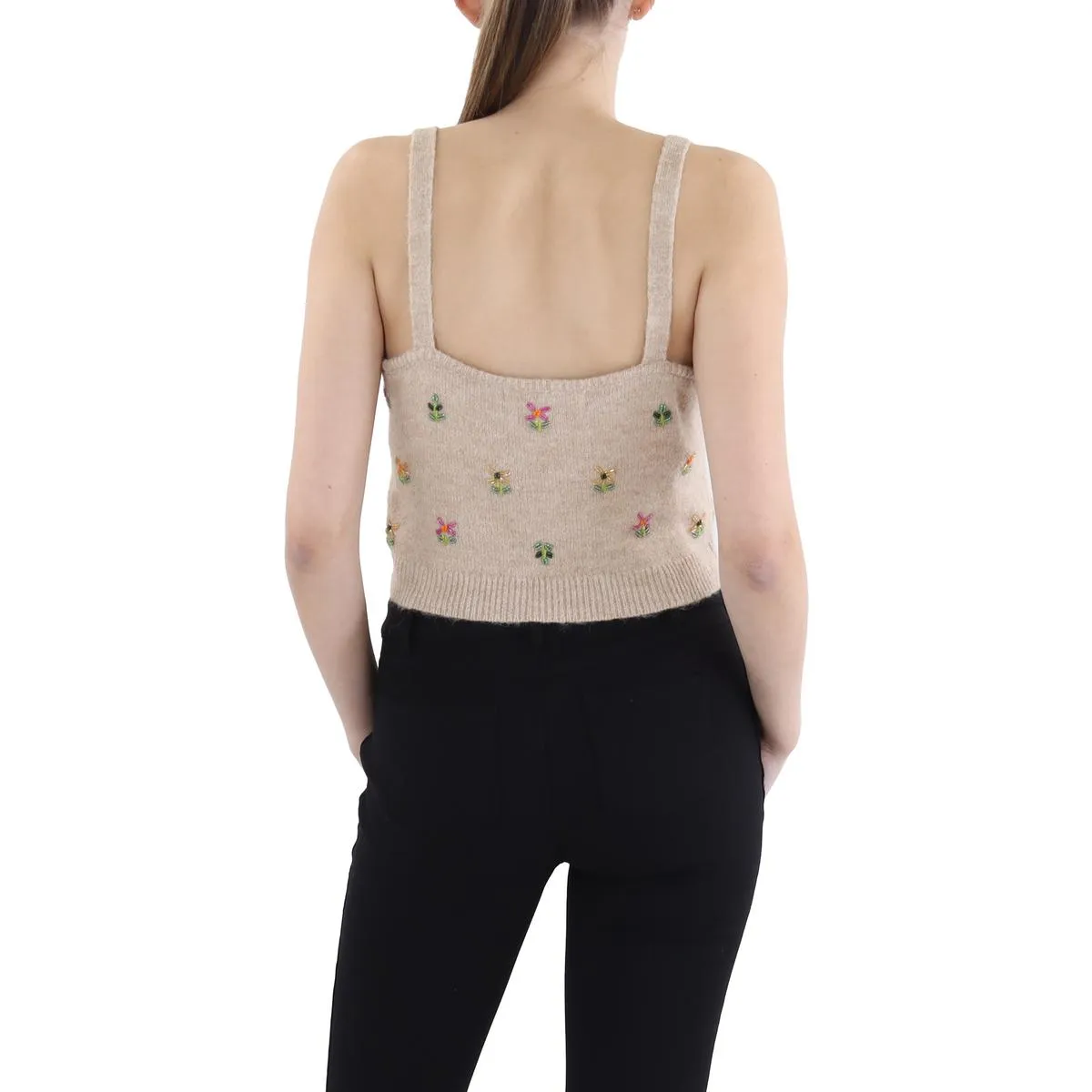 English Factory Womens Square Neck Short Crop Sweater
