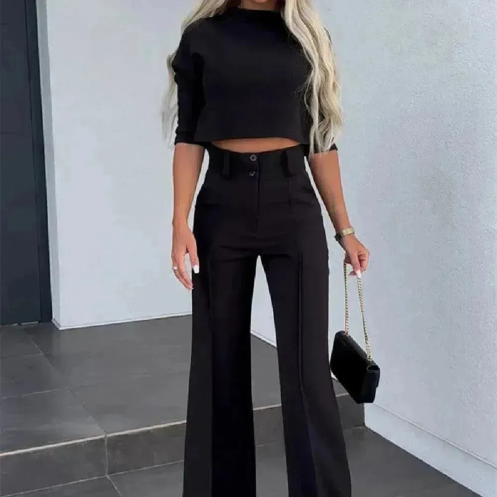 Fashion Tops High Waist Wide Leg