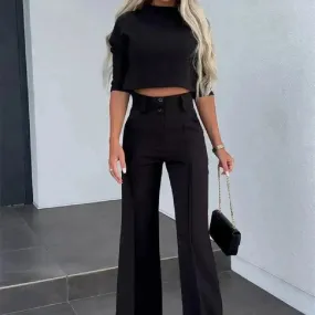 Fashion Tops High Waist Wide Leg