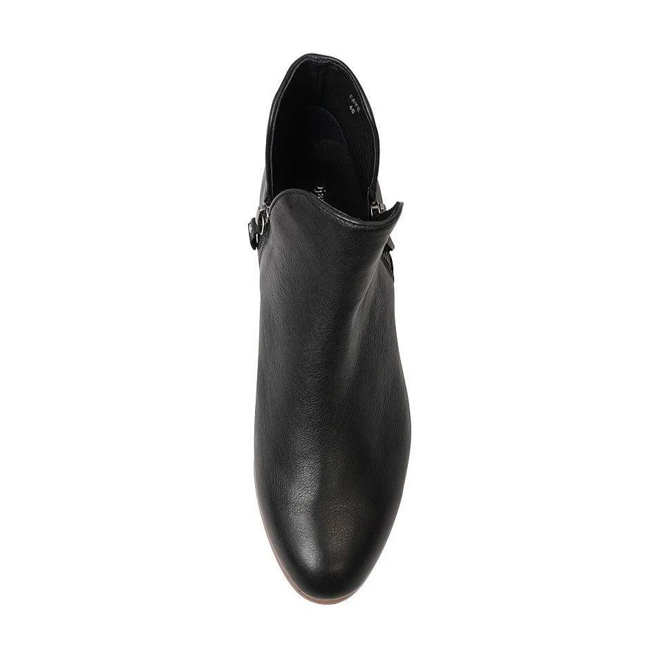 Faye Black/ Natural Heel Leather Ankle Boots