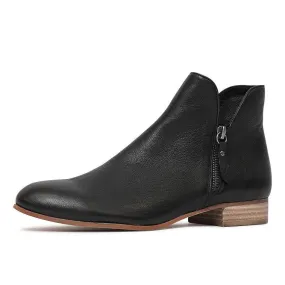 Faye Black/ Natural Heel Leather Ankle Boots