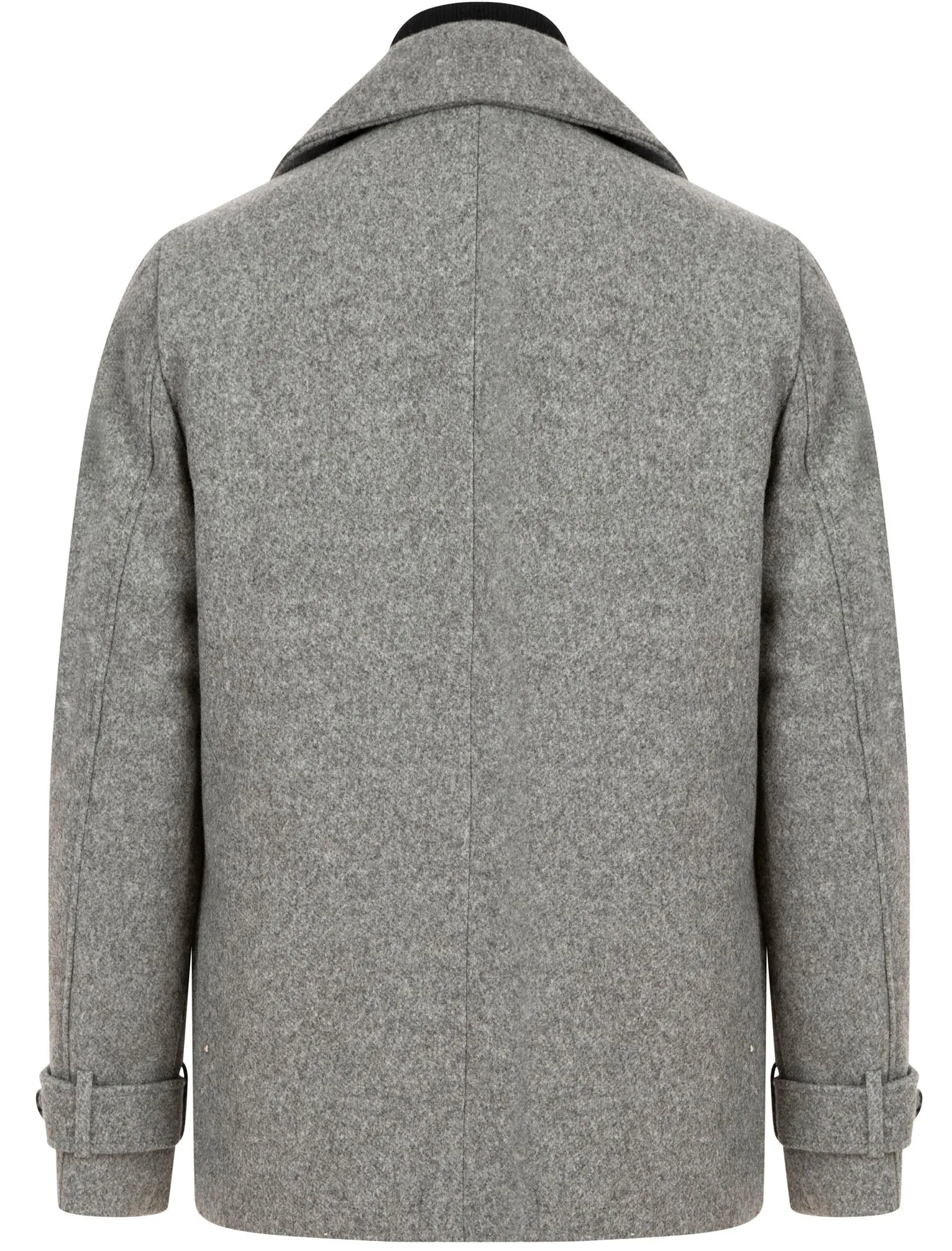 Finley Double Breasted Wool Look Pea Coat with Quilted Mock Insert in Mid Grey Marl - Tokyo Laundry