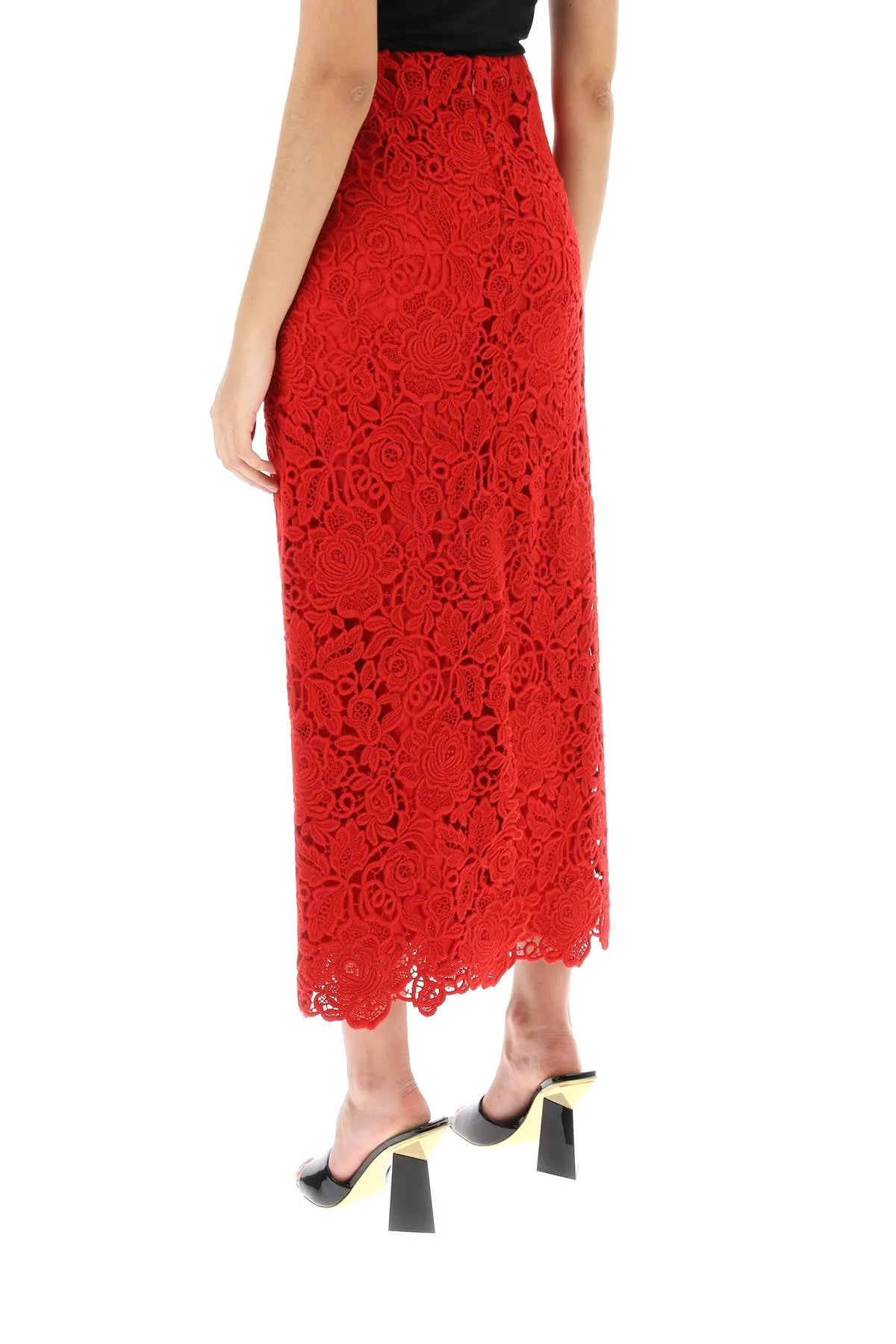 floral guipure lace pencil skirt