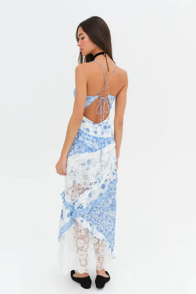 For Love & Lemons Rosalyn Maxi Dress - Blue