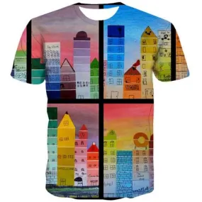 Graffiti T shirts Men Art Tshirts Casual Film Tshirts Cool Colorful T-shirts Graphic Harajuku Shirt Print Short Sleeve Punk Rock
