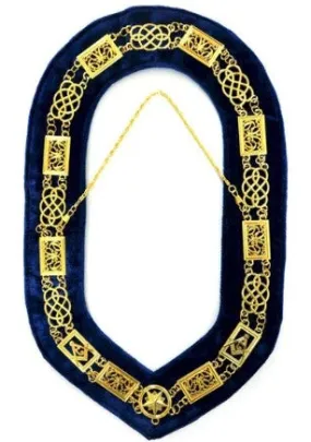 Grand Lodge - Chain Collar - Gold/Silver on Blue   Free Case