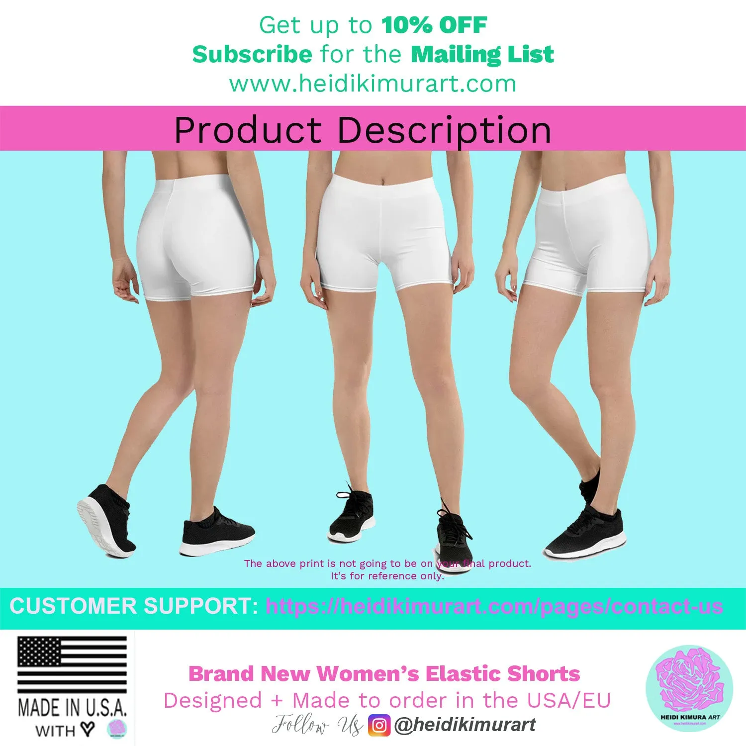 Grey Floral Women's Shorts, White Flower Print Fun Gym Tights For Ladies-Made in USA/EU/MX