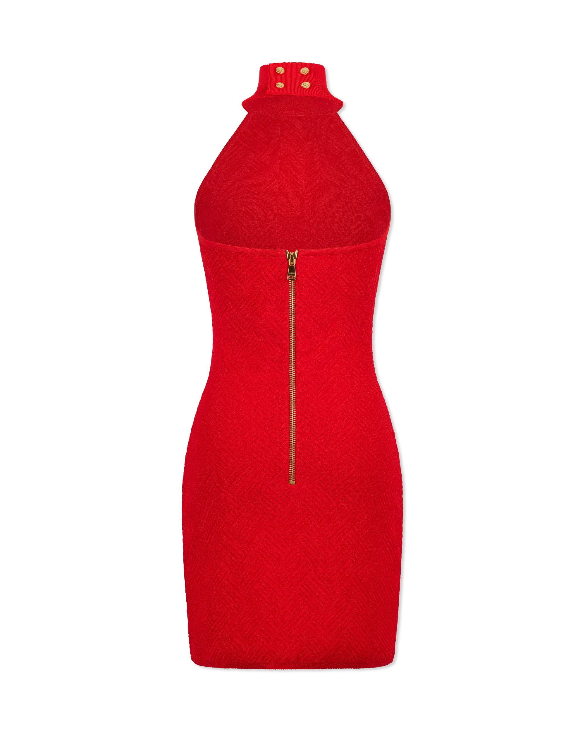 Halterneck Button Knit Mini Dress