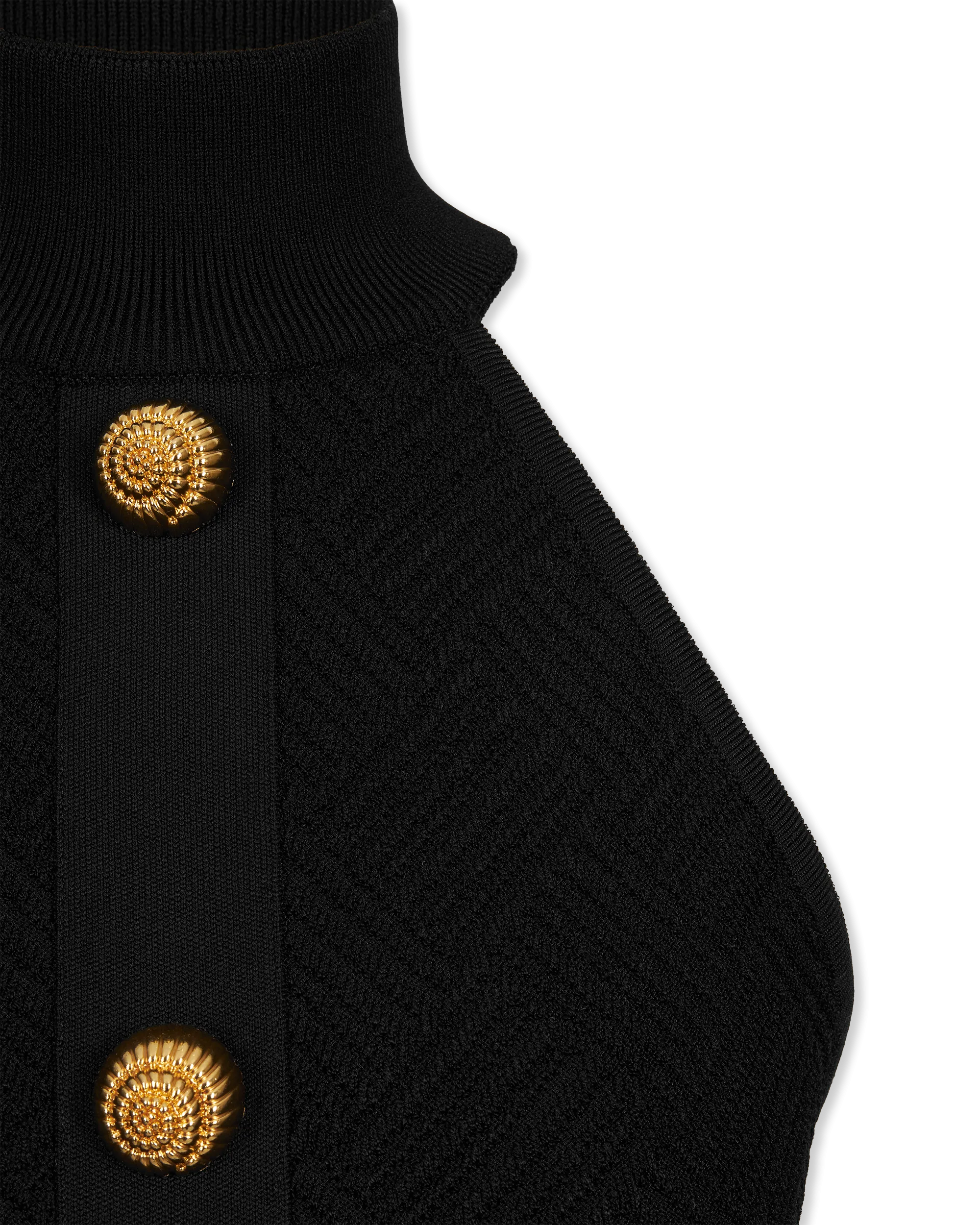 Halterneck Button Knit Mini Dress