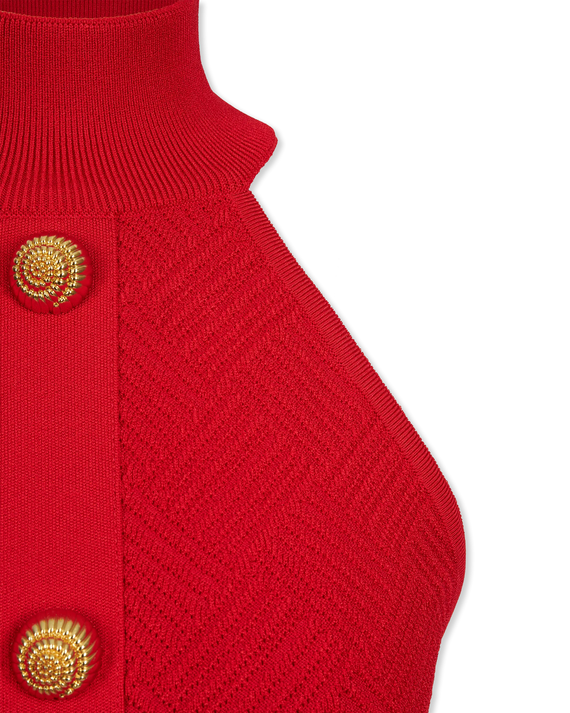 Halterneck Button Knit Mini Dress